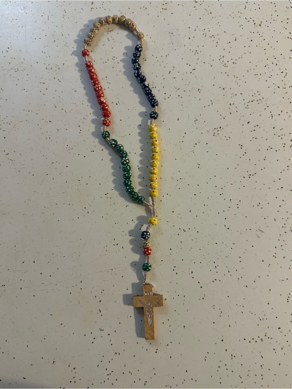 Vintage Kids Multicolor Wooded Beaded Rosary purchased in Fatima